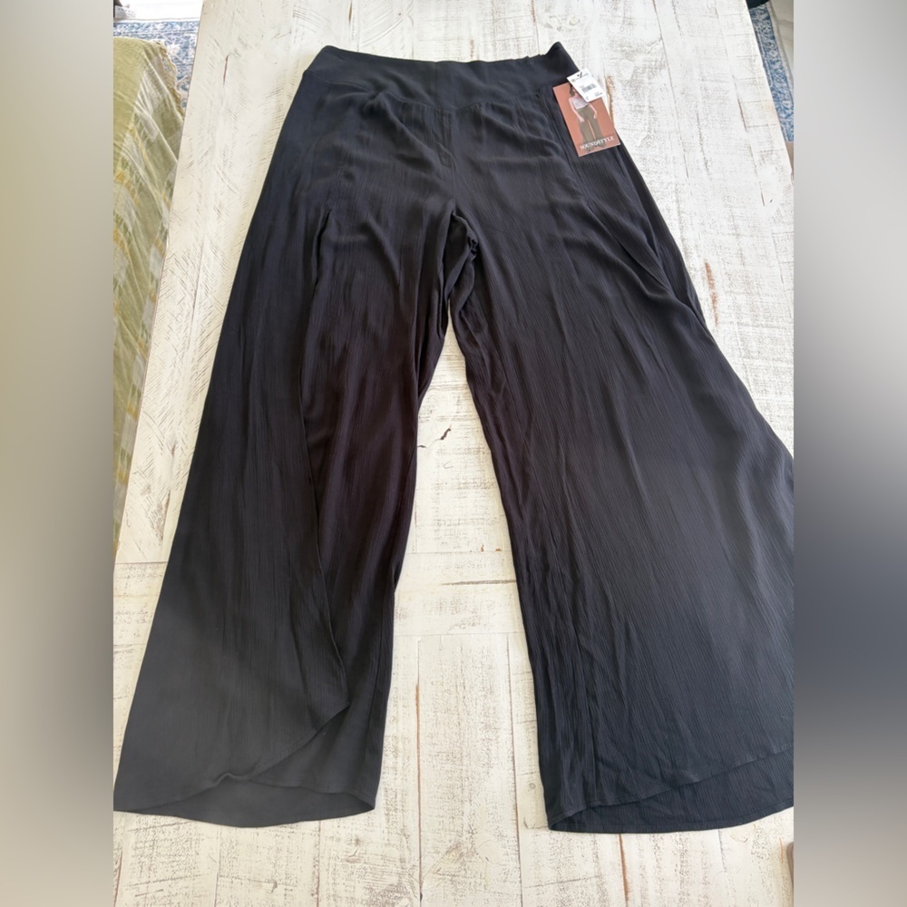 Versona Black Wide Leg Pants Flowing Comfort - Picture 9 of 9